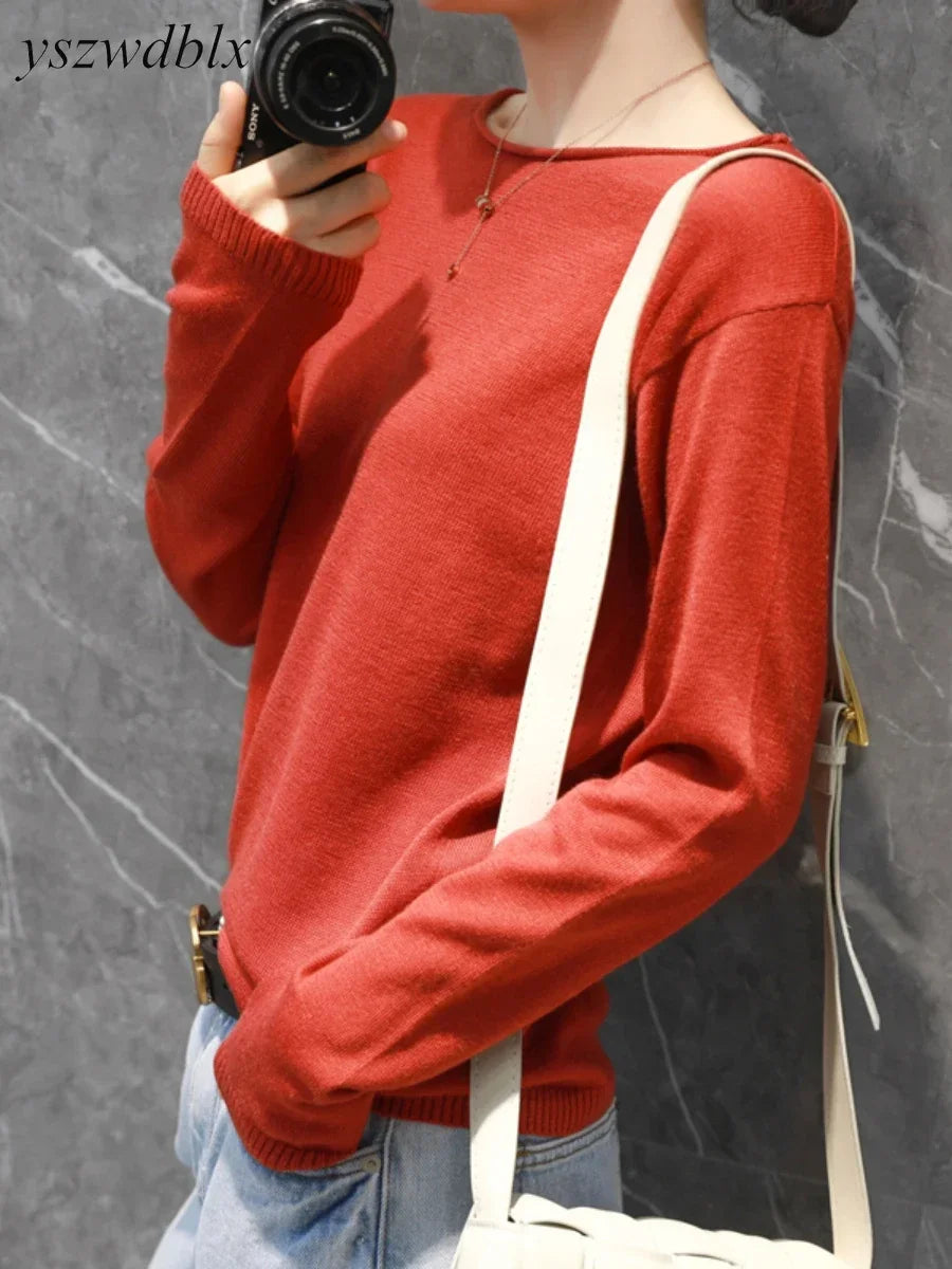 YSZWDBLX Women's Slim Fit Knit O-neck Sweater ATHLEXES
