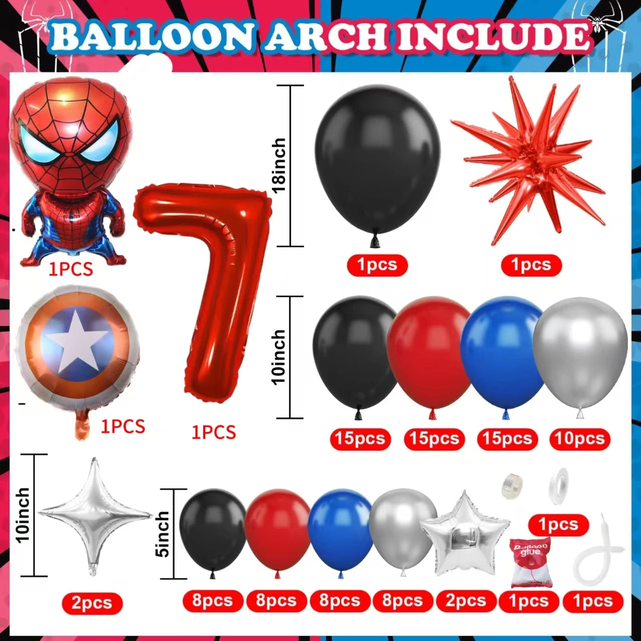 Spiderman Superhero Balloon Garland Kit ATHLEXES
