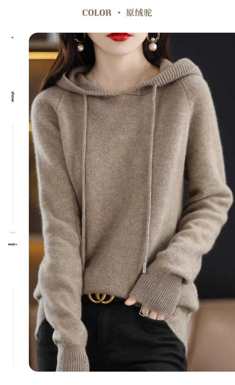 LuxCashmere Hooded Pullover for Women ATHLEXES