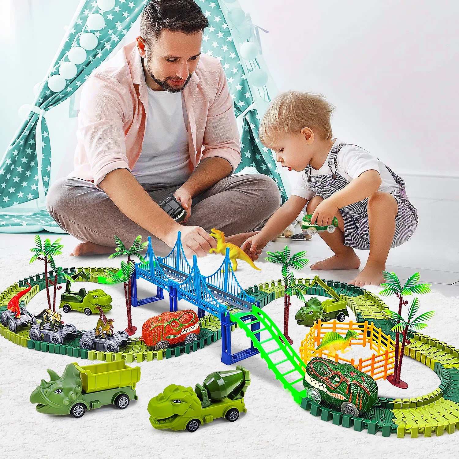 DinoTrack Electric Climbing Race Car Set for Kids ATHLEXES