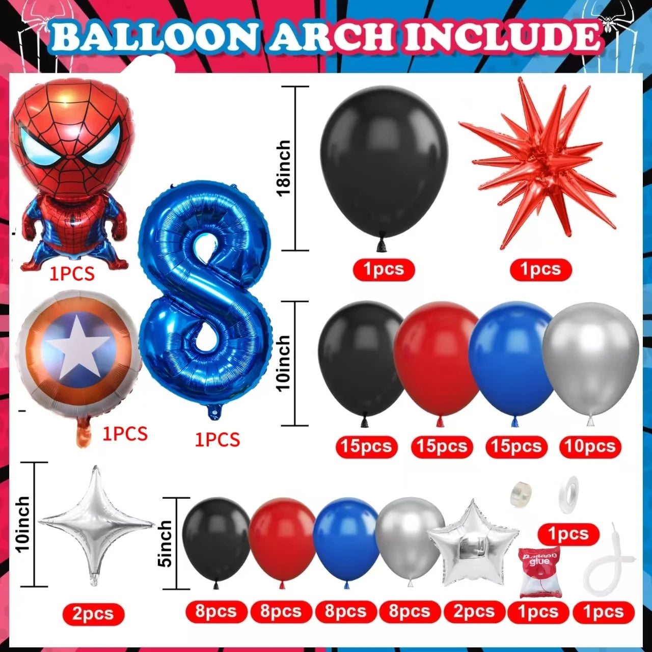 Spiderman Superhero Balloon Garland Kit ATHLEXES