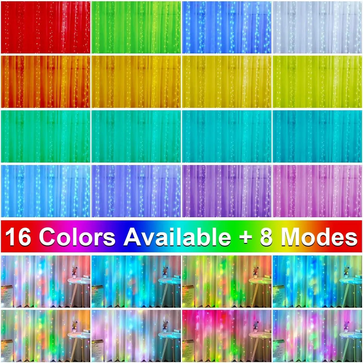 RGB Smart LED Curtain Lights for Holiday Elegance ATHLEXES