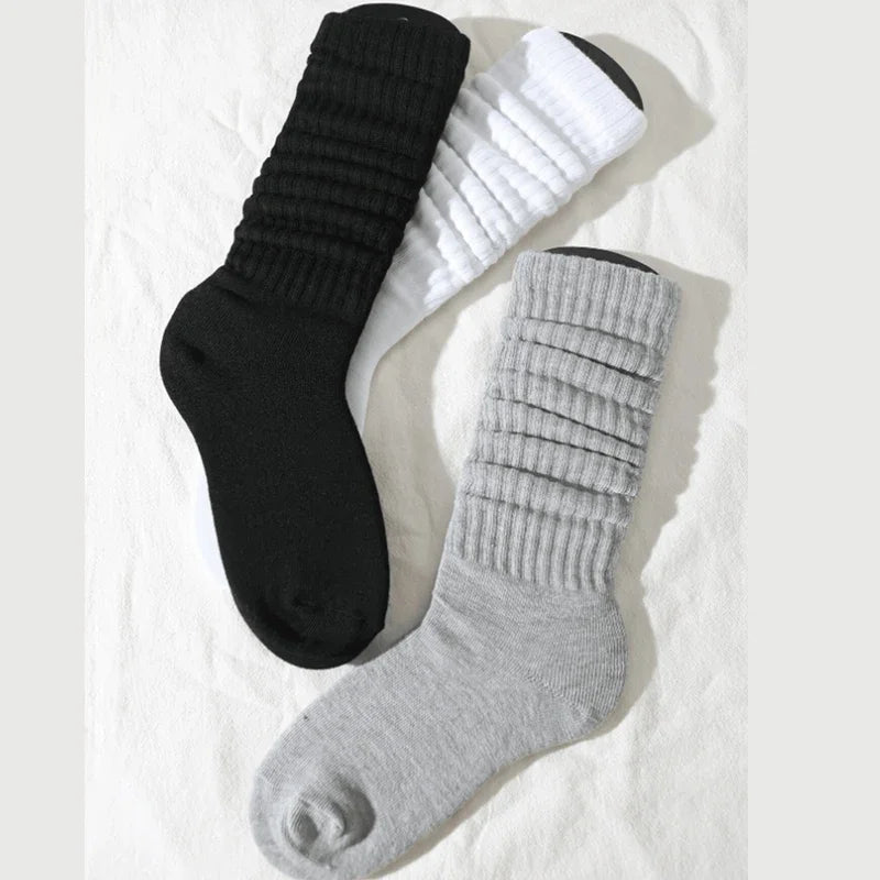 3 Pairs Pleated Mid Length Socks Women's Fashion Elephant Socks ATHLEXES