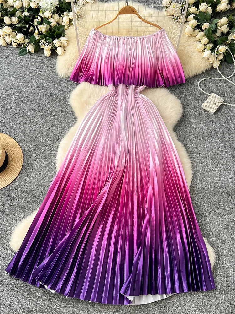 Gradient Luxe Off Shoulder Maxi Dress ATHLEXES