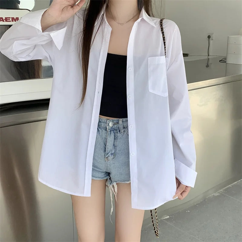 Beiyingni 2024 Spring Autumn Women's Oversized Blouse with Pockets ATHLEXES