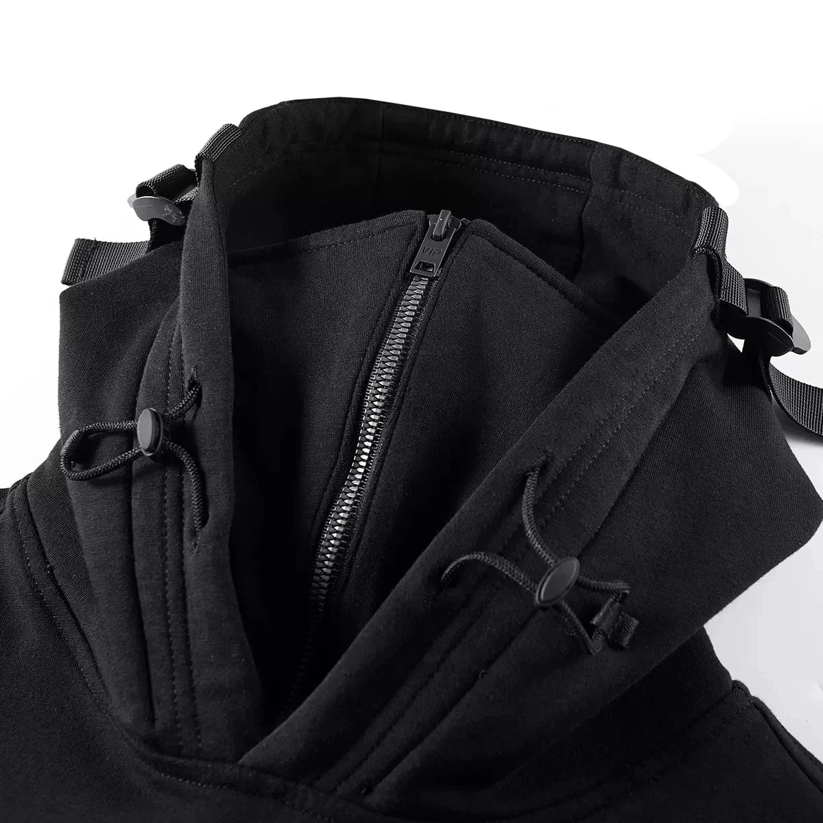 Men's Techwear Cyberpunk Zip Up Hoodie with High Neck Mask ATHLEXES