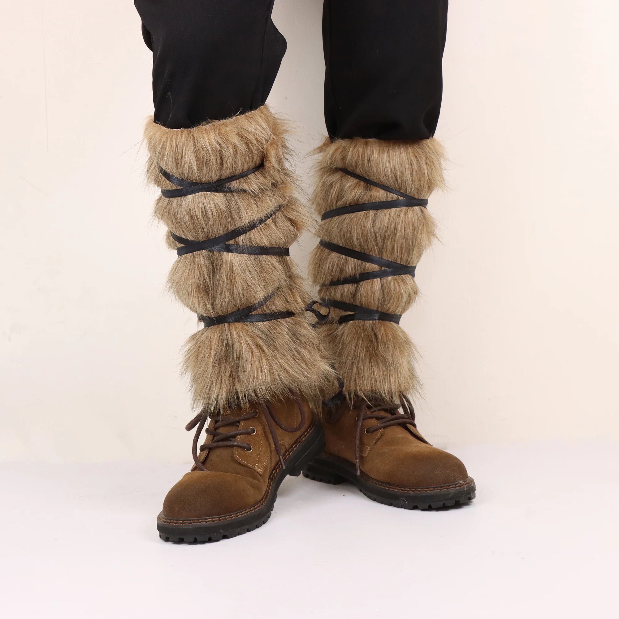 Men's Medieval Imitation Fur Warm Leggings Cosplay Boots ATHLEXES