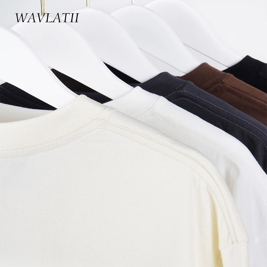 WAVLATII Oversized Brown Summer Tees for Unisex Casual Wear ATHLEXES