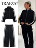 TRAFZA Luxe Stripe Jacket & Trousers Set for Women ATHLEXES