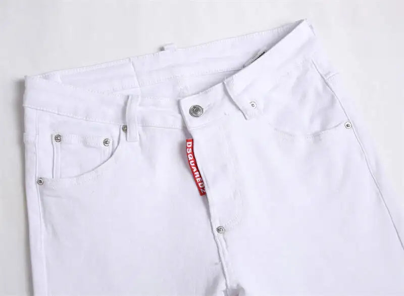 2025 Pure White Men's Slim Fit Stretch Jeans ATHLEXES
