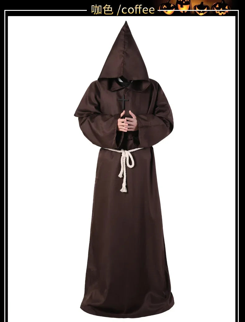 Medieval Monk Cowl Robe Halloween Cosplay Cloak ATHLEXES