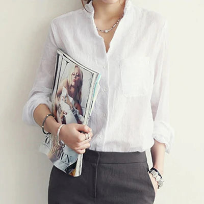 Luxe Linen Long Sleeve Chemisier Femme Blouse for Summer Fashion ATHLEXES