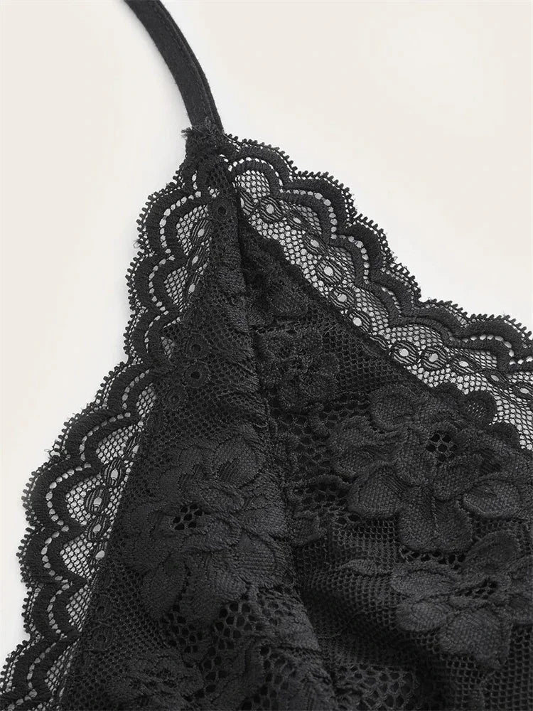 Gothic Lace Halter Top for Edgy Street Style ATHLEXES