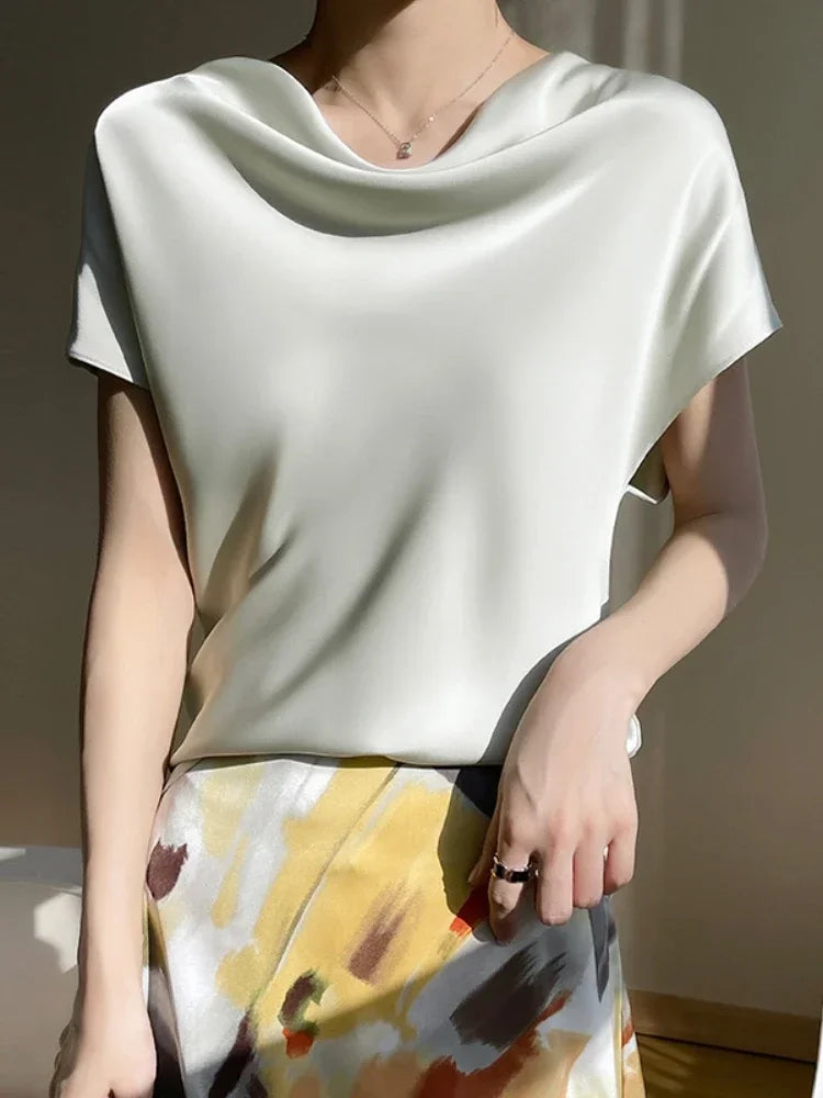 Chic Satin Silk Summer Blouse for Women ATHLEXES