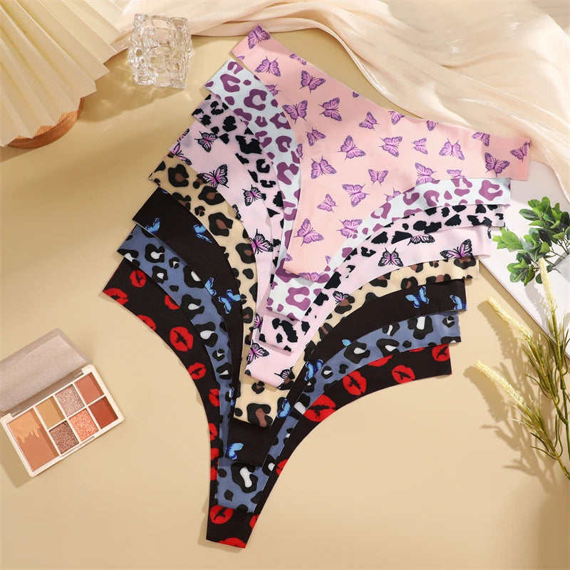 FINETOO 4Pcs Ultra Soft Leopard Print Thongs Comfort Lingerie ATHLEXES