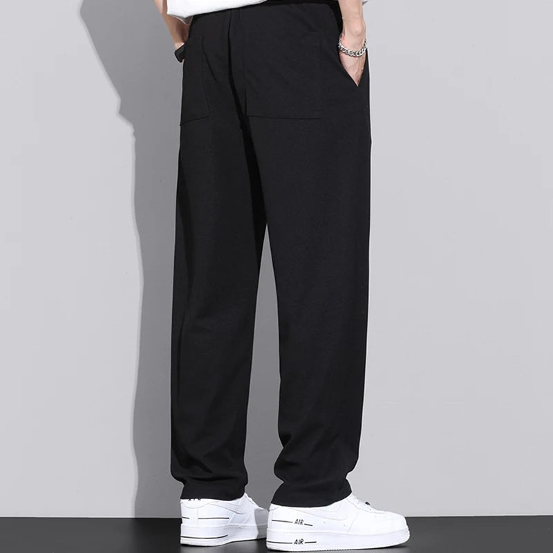 Men's Gray Khaki Wide Leg Leisure Trend Summer Pants ATHLEXES