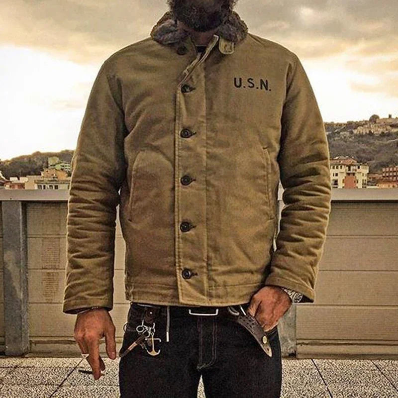 NON STOCK USN N-1 Military Style Warm Coat with Sherpa Lining ATHLEXES