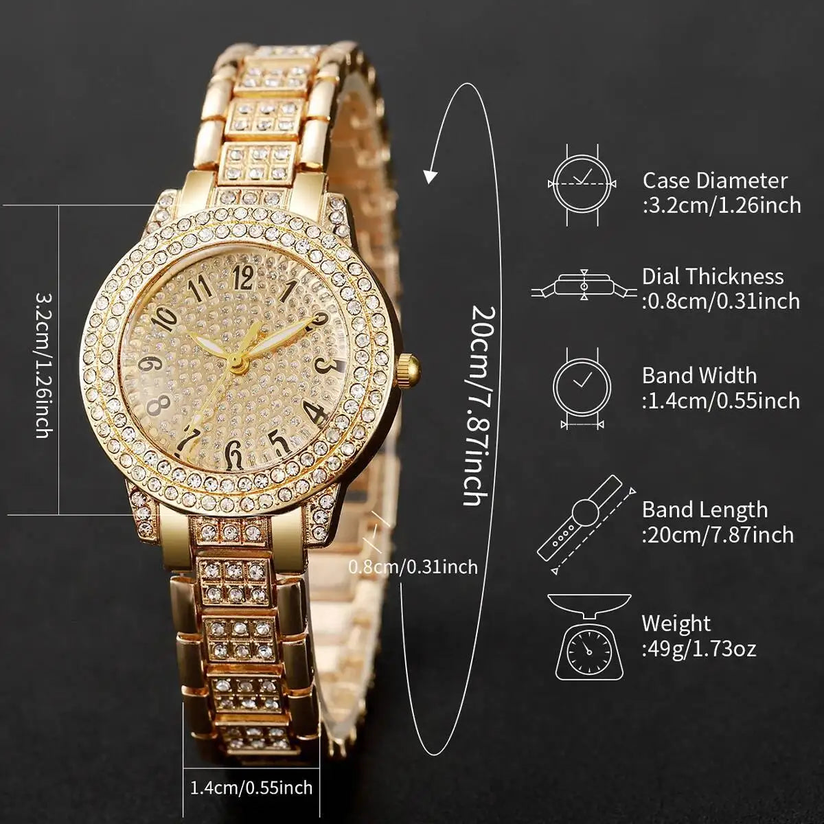Diamond Elegance Quartz Watch Set for Women ATHLEXES