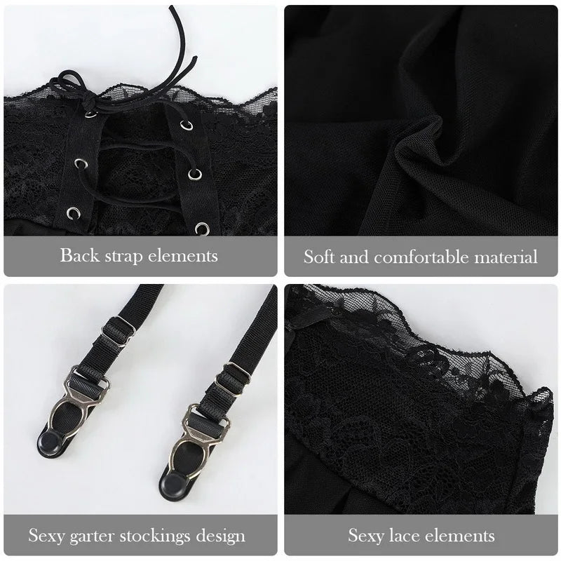 Seductive Sheer Lace Black Lingerie Skirt for Women ATHLEXES