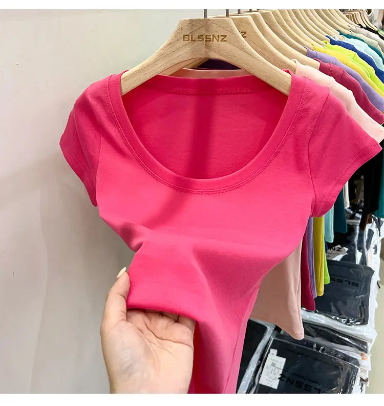 Cotton U-Neck Slimming Summer Tee for Women ATHLEXES