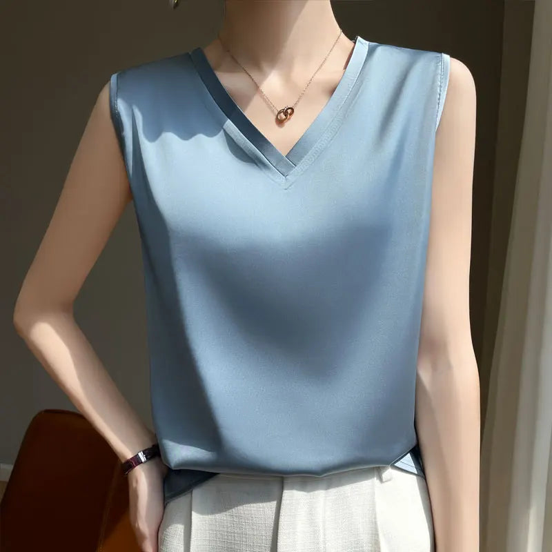 SilkBlend V-Neck Summer Blouse for Women ATHLEXES