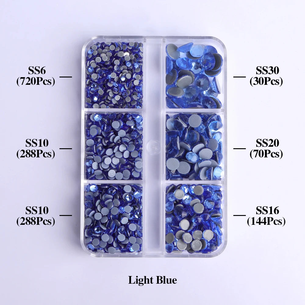 GlamCrystal 1540Pcs Hotfix Glass Rhinestones Set SS6-SS30 ATHLEXES