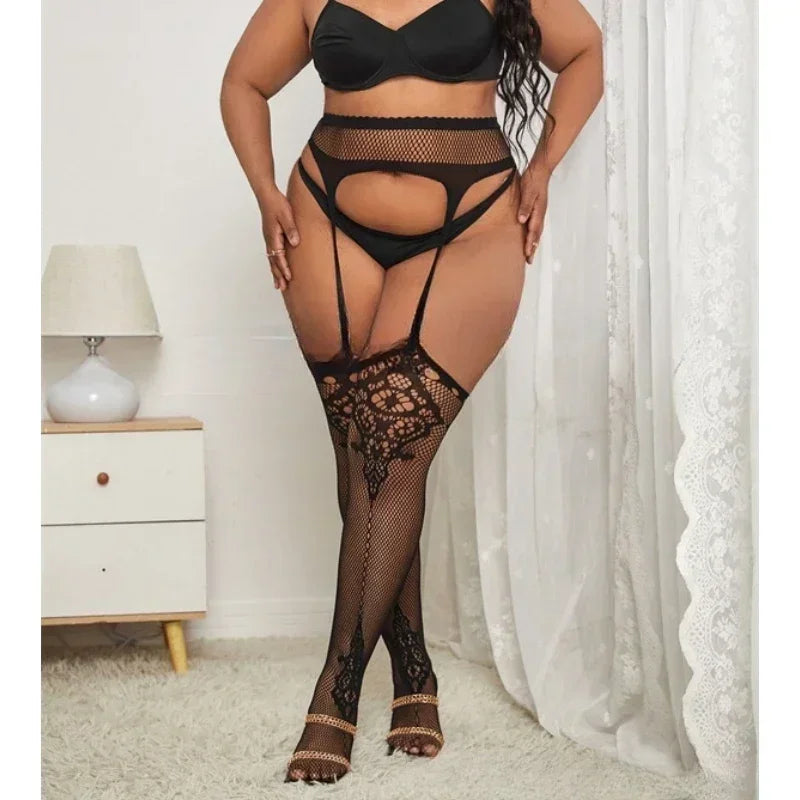 Luxe Lace Plus Size Stay-Up Thigh High Socks ATHLEXES