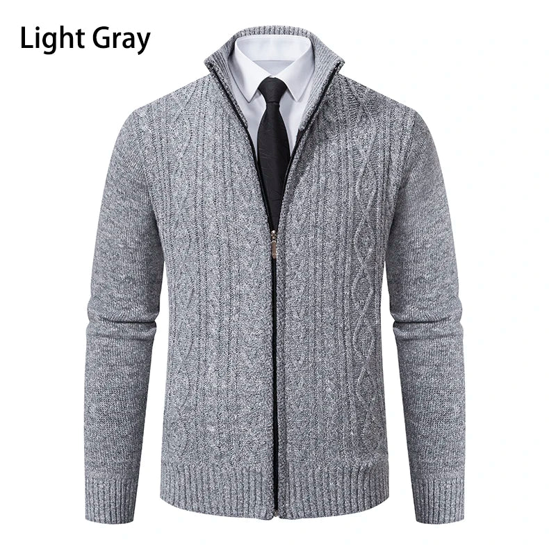 Velvet Warmth High Collar Cardigan for Men - Winter Knitwear ATHLEXES