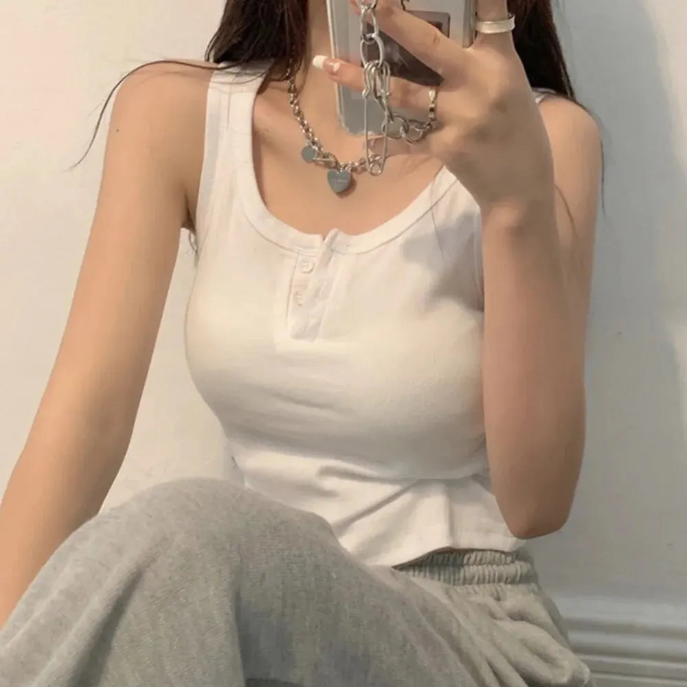 Chic Ribbed Button-Down Tank Top for Women ATHLEXES