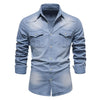 AIOPESON Men's Casual Cotton Denim Shirt ATHLEXES