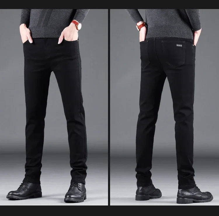 Korean Style Black Slim Fit Jeans for Men ATHLEXES