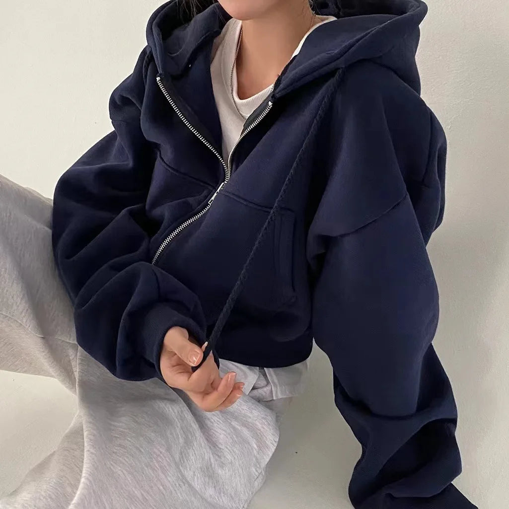 Chic Korean Fleece Lined Hoodie Jacket ATHLEXES