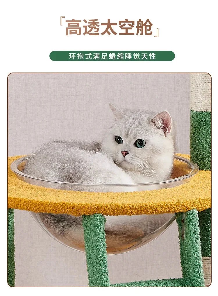 Cat Supplies Pet Cactus Crawler Pet Supplies Nest Cat Scratch Board Tree Spacecraft Cat Tree Tower Furniture ATHLEXES