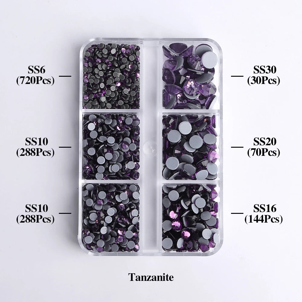 GlamCrystal 1540Pcs Hotfix Glass Rhinestones Set SS6-SS30 ATHLEXES