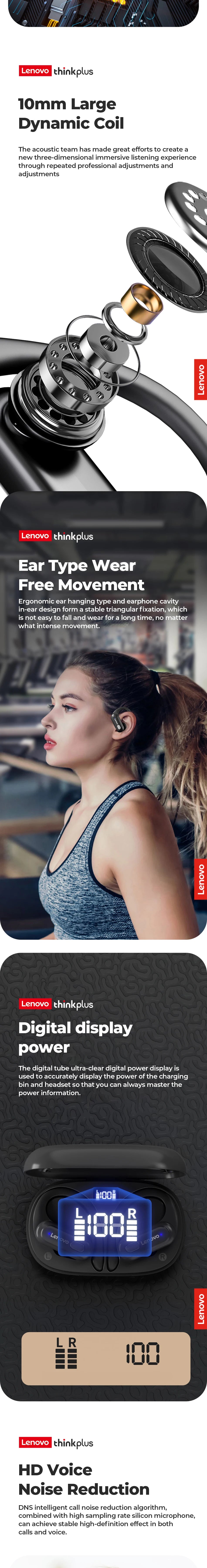 Lenovo ERAZER XT60 HiFi Sports Wireless Earbuds ATHLEXES