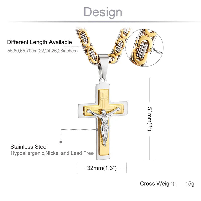 Divine Faith Stainless Steel Jesus Cross Necklace ATHLEXES
