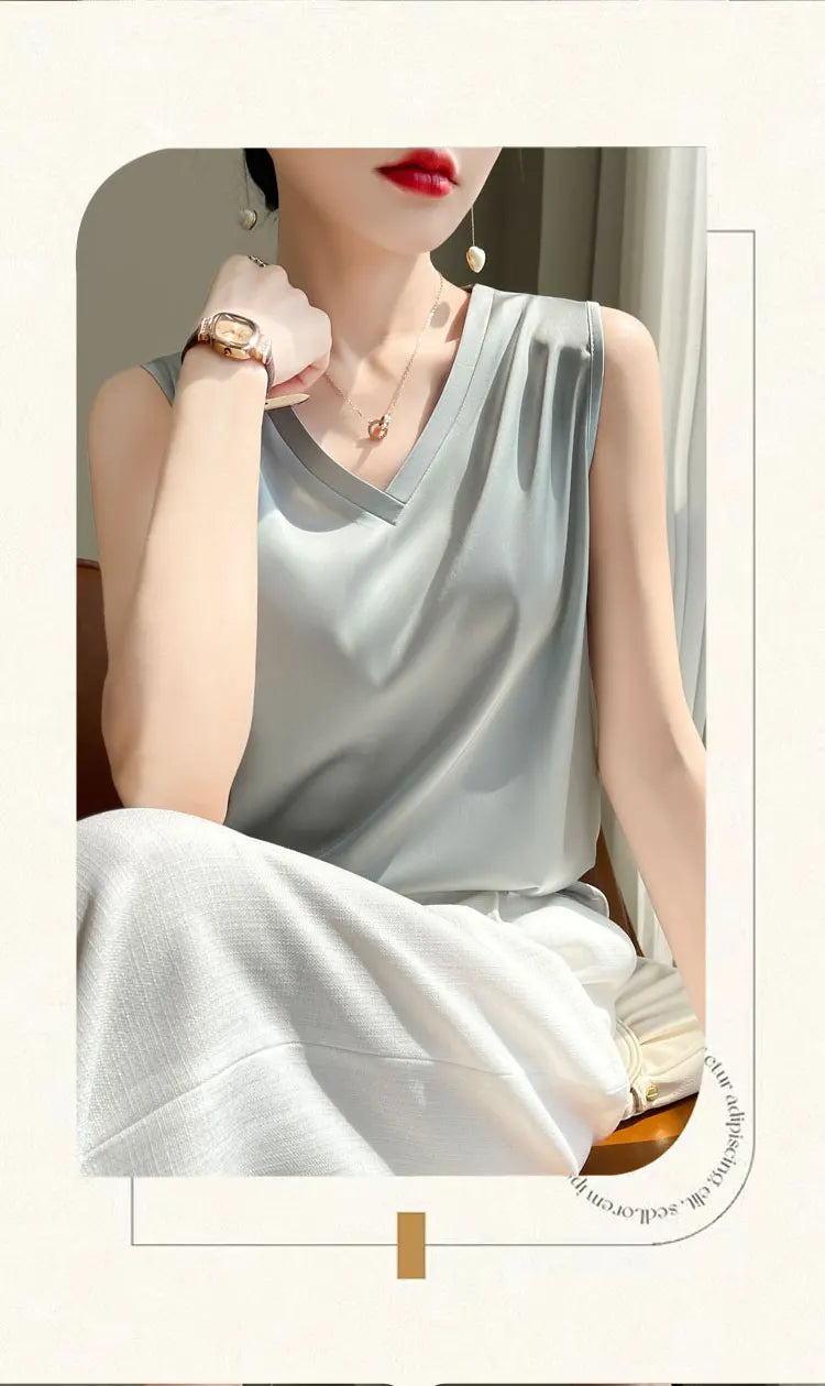 SilkBlend V-Neck Summer Blouse for Women ATHLEXES