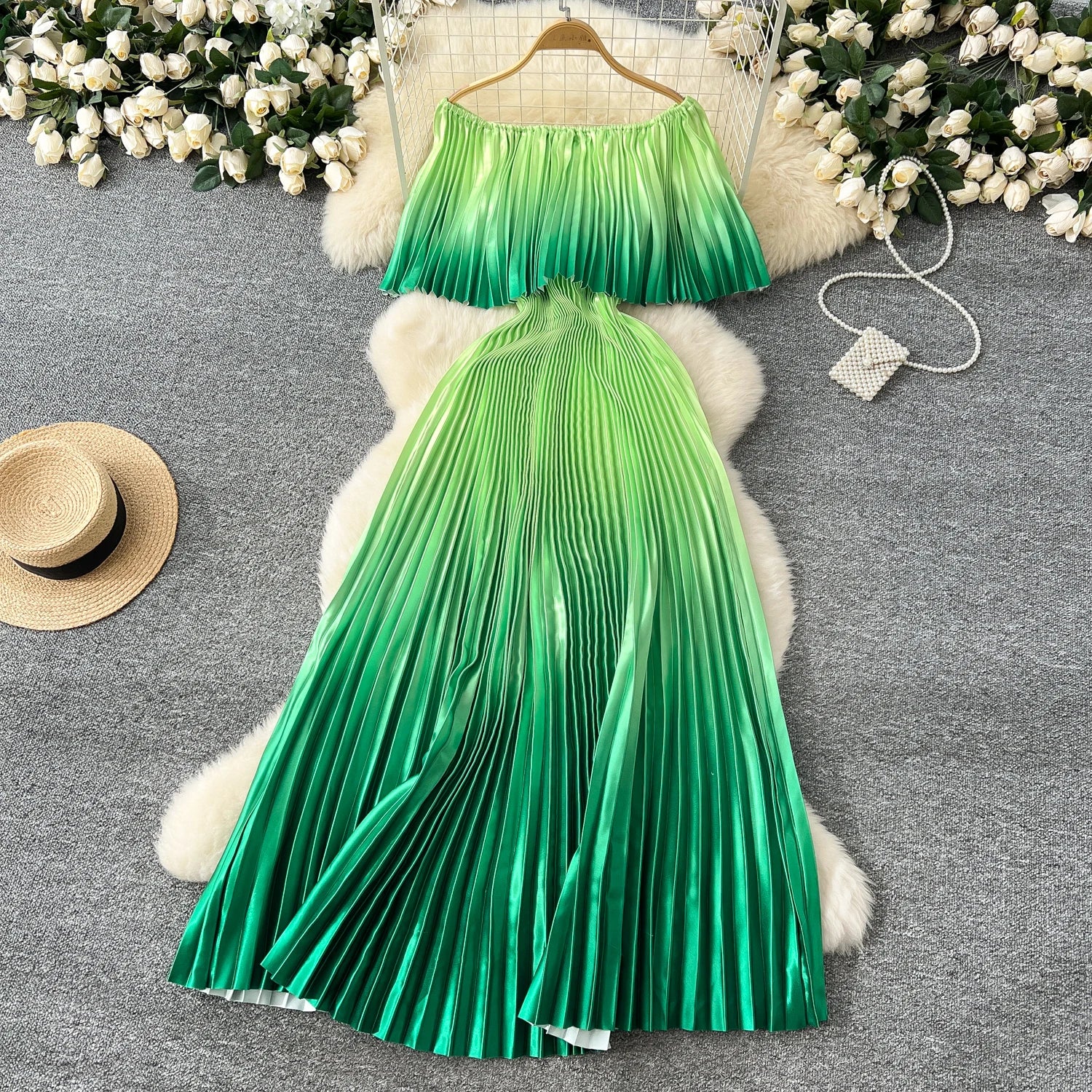Gradient Luxe Off Shoulder Maxi Dress ATHLEXES