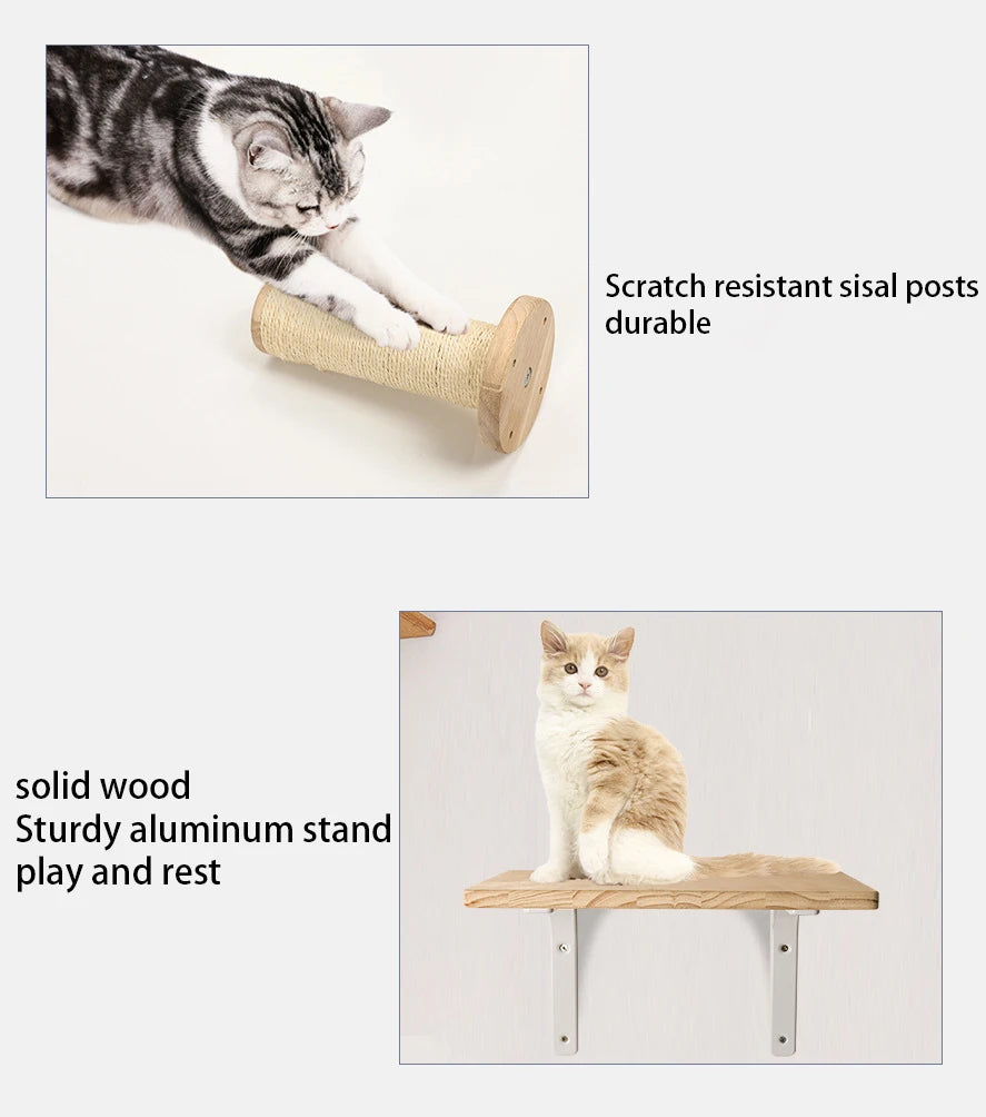 Wall-Mounted Cat Hammock & Climbing Post ATHLEXES