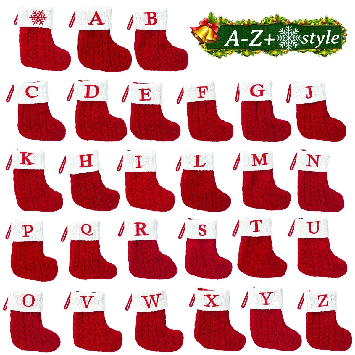 Festive Knitted Christmas Letter Stockings 2024 ATHLEXES