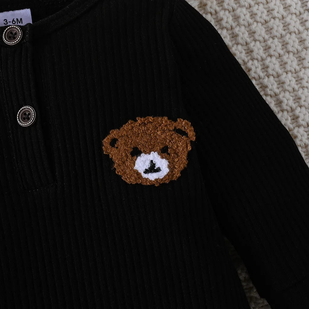 Cartoon Bear Button Onesie for Baby Boys ATHLEXES
