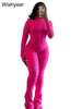 Elegant Street Style Women's Long Sleeve Tops & Flare Pants Set ATHLEXES