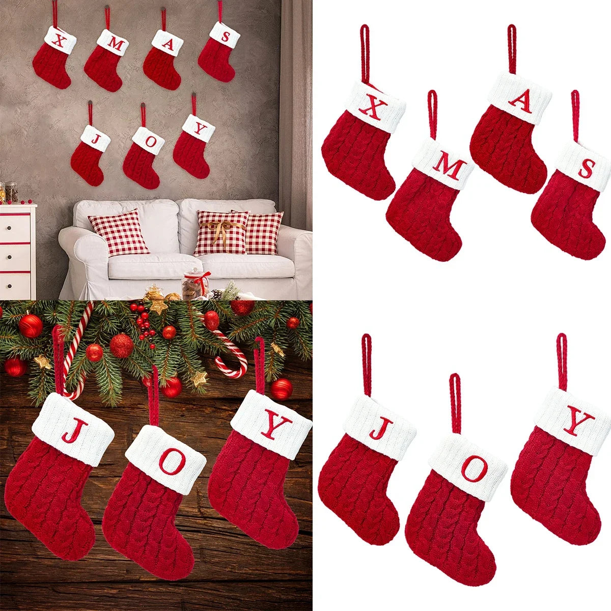 Festive Knitted Christmas Letter Stockings 2024 ATHLEXES