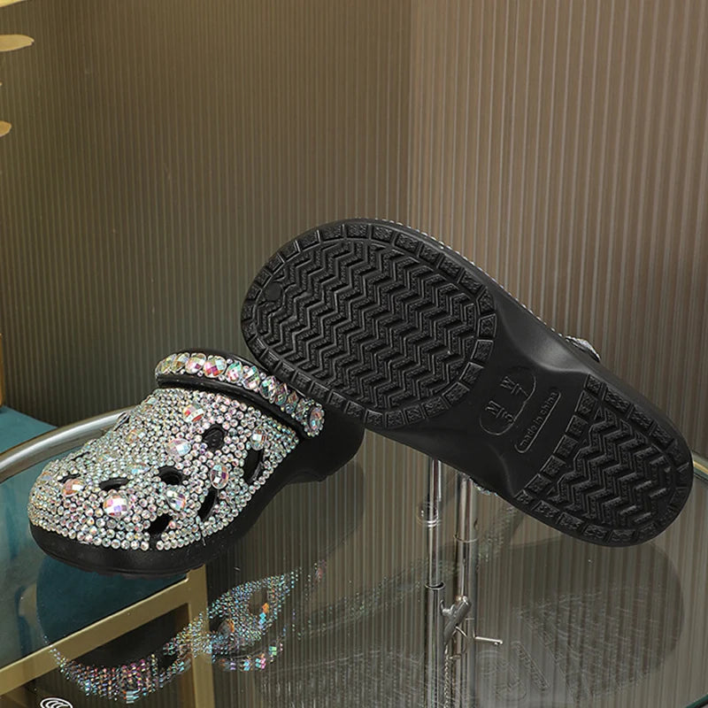 Luxury Rhinestone Beach Slides for Women - Summer EVA Comfort ATHLEXES