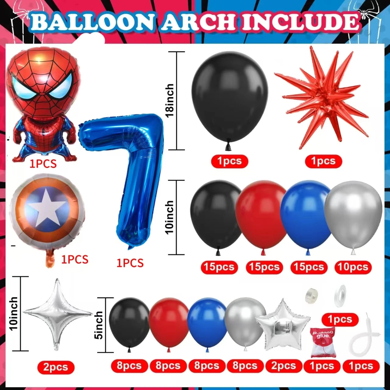 Spiderman Superhero Balloon Garland Kit ATHLEXES
