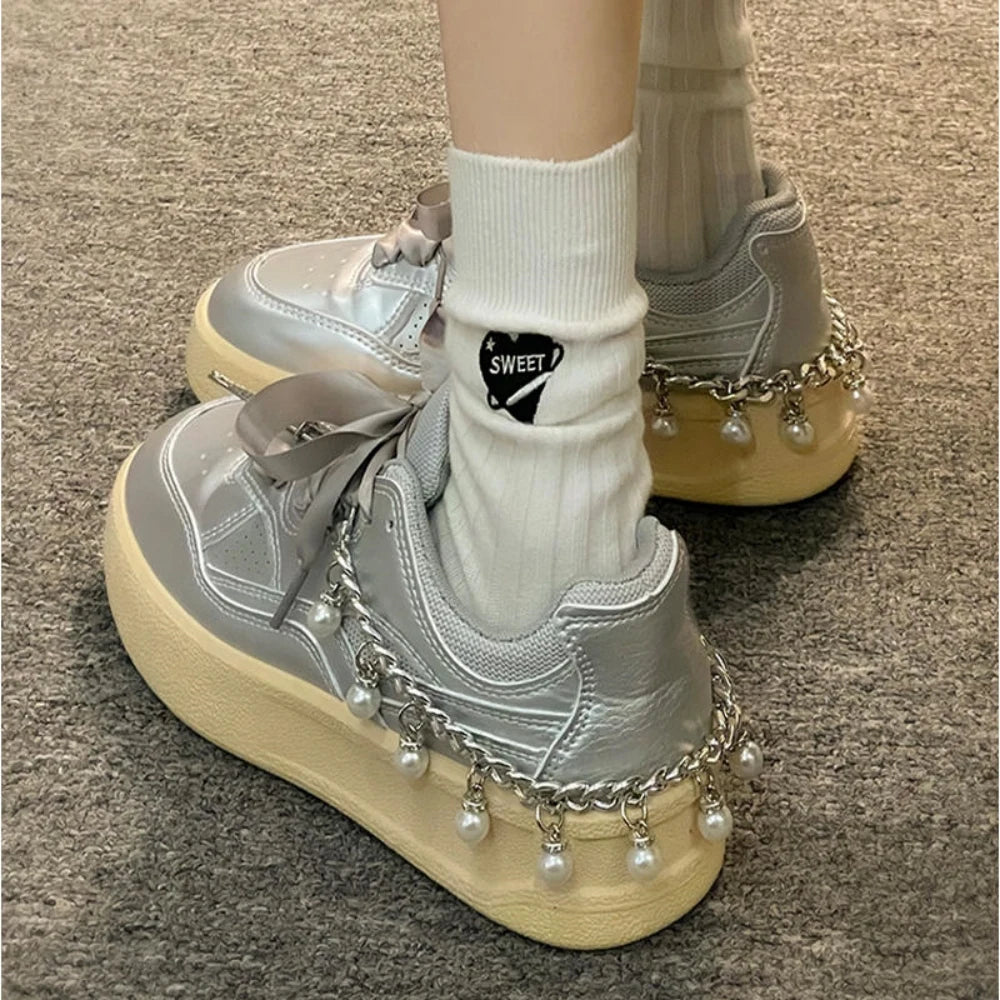 Pearl Charm Metal Shoe Buckle Chain Decorations ATHLEXES