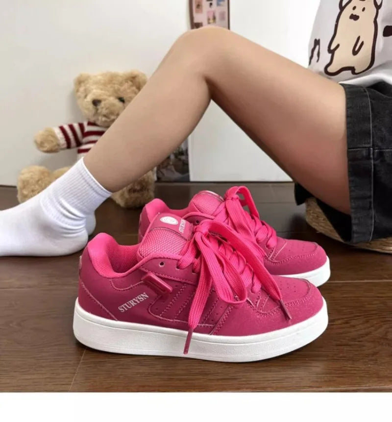 Chic Retro Matte Black Casual Sneakers for Women ATHLEXES