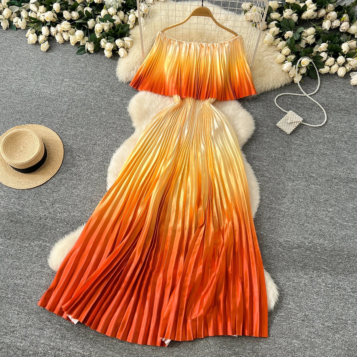 Gradient Luxe Off Shoulder Maxi Dress ATHLEXES
