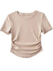 Harajuku Ruched Side Cotton Crew Neck Tee ATHLEXES