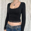 Lace Trim Slim Fit Crop Top for Summer Style ATHLEXES